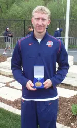 Freshman Matthew Bane earned the bronze medal after tying for third in the pole vault at the Big Ten Championships.