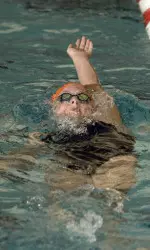 Sophomore Jessica Holz won two individual events and was a member of both winning relay teams on Monday afternoon.