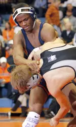All-American B.J. Futrell recorded his 10th pin this season against Northwestern's Jameson Oster in 2:32.