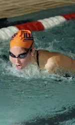 Senior Kathleen Knight broke the meet record in the 100 fly on Saturday.