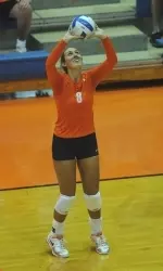 Freshman Alexis Viliunas registered a double-double in her first career appearance at setter.