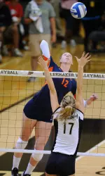 Erin Johnson stuffed her 400th career block assist and moved into sixth all-time at Illinois in career BA.