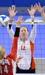 Erin Johnson led the team with a season-best nine blocks against Indiana