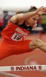 Senior Cody Wisslead took first in the 60m hurdles with a time personal-best time of 7.99 at the Orange and Blue Open.