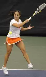 Redshirt senior Marisa Lambropoulos clinched the Orange and Blue win for the third time this week.