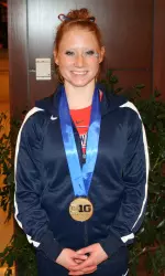 Senior Kelsey Joannides tied for the top spot on beam to earn her second career Big Ten title.