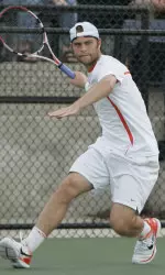 Senior Dennis Nevolo won in both singles and doubles at Indiana.