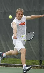 Senior Roy Kalmanovich won in singles action during the final home match of his career.