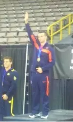 Redshirt senior Paul Ruggeri won Big Ten titles on vault and floor during Saturday's event finals.