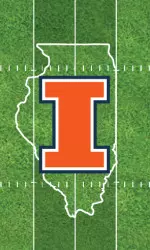 The new Memorial Stadium FieldTurf design features the block I with an outline of the state of Illinois.
