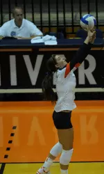 Ali Stark led the white team to a five-set victory over the orange team tonight, recording 21 kills and 14 digs.