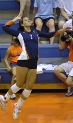 Jocelynn Birks earned MVP honors after earning her third-straight double-double with 24 kills and 16 digs