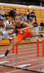 Freshman Cam Viney stole the show with his victory in the 60m hurdles at the Illini Open.