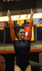 Senior Alina Weinstein finished second in the All-Around with a score of 39.175.