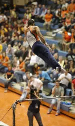Jordan Valdez picked up his second high bar title of the season on Friday night.
