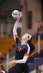 Liz McMahon recorded her seventh career 20-kill match with a team-high 21.