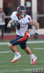 Nov 9, 2013; Bloomington, IN, USA; Illinois Fighting Illini wide receiver Steve Hull (9) runs after a catch during the second quarter against the Indiana Hoosiers at Memorial Stadium. Mandatory Credit: Pat Lovell-USA TODAY Sports