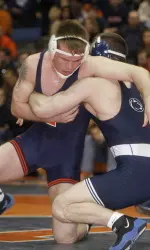 Jordan Blanton was one of seven Illini to win their matches on Sunday as Illinois defeated Northwestern 24-10.