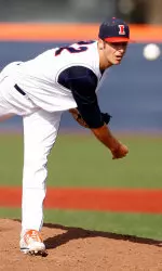 Senior Kevin Johnson struck out six and moved into the Illini career top-10 list but suffered his first loss of the season.