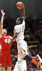 D.J. Richardson goes up for a dunk.