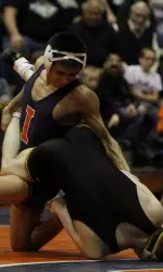 Jesse Delgado upset No. 1 Matt McDonough by a 9-4 decision to give the Hawkeye his first loss in 42 matches.