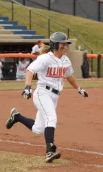 Jessica Davis scored both of the Illini's runs in the second game, reaching base all three times.