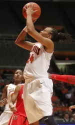 Senior Adrienne GodBold was named the Big Ten Defensive Player of the Year by conference coaches on Monday.