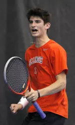Jared Hiltzik won in both singles and doubles today to help the Illini advance to the Second Round