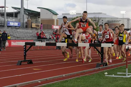 Jannis Topfer in the 3,000m steeplechase at the Big Ten Championships.