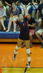 Freshman Michelle Strizak hit .714 with 10 kills in her Huff Hall debut.