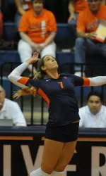 Jocelynn Birks led the Illini with 21 kills, 12 digs and three aces.