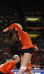Liz McMahon had six kills in the first set alone, finishing with 12 on the night.