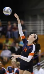Liz McMahon had an all-around performance with 14 kills, five blocks, three aces and three digs.