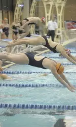 On Senior Day, seniors Jessica Holz and Cara Chuang led the first two legs for the Relay B team that secured a tie with a second-place finish.