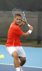 Blake Bazarnik clinched the match for the Illini after defeating Alex Buzzi, 4-6, 6-3, 6-1