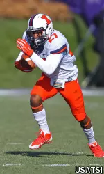 Eaton Spence after intercepting a pass.