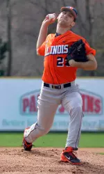 Junior John Kravetz scattered six hits and allowed one run over seven innings for his first win of the season.