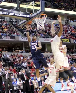 Tracy Abrams (13) vs. Indiana at the 2014 Big Ten Tournament (Victor Cortez/Illinois Athletics)
