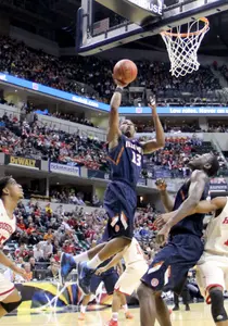 Tracy Abrams (13) vs. Indiana at the 2014 Big Ten Tournament (Victor Cortez/Illinois Athletics)