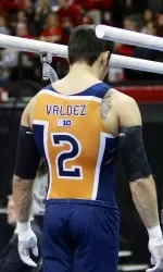 Valdez placed second on parallel bars and high bar.