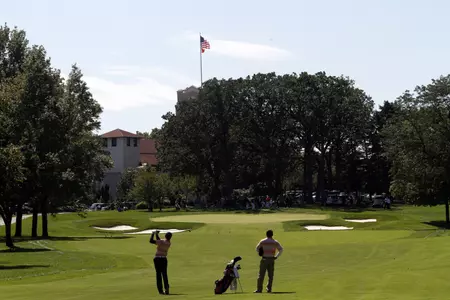 Spencer Reed coming up the 18th fairway at Olympia Fields Country Club.