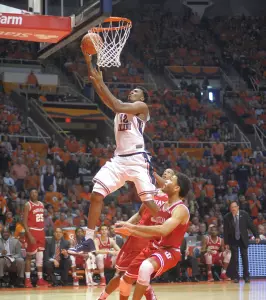 Leron Black (12) vs. Indiana, Jan. 18, 2015 (Mark Jones/Illinois Athletics)