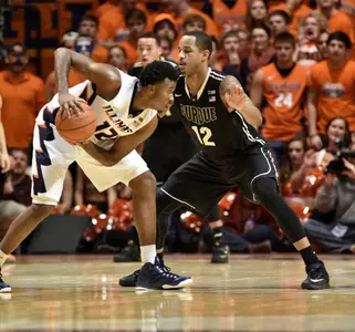 Leron Black (12) vs. Purdue, Jan. 21, 2015 (Darrell Hoemann/Illinois Athletics)