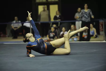 Photograph of Kelsi Eberly from 2015 home opener in Huff Hall