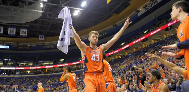Michael Finke celebrates during the Braggin' Rights win - Dec. 23, 2015