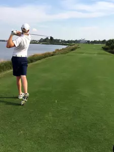 Charlie Danielson on the 18th at Floridian at the Valspar Collegiate