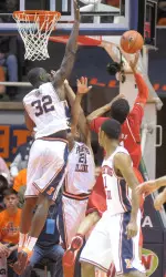Senior Nnanna Egwu turned in a solid defensive effort with four blocks to go along with eight rebounds and six points.