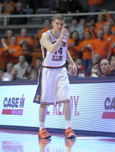 Ryan Schmidt (14) vs. Nebraska, March 4, 2015 (Mark Jones/Illinois Athletics)