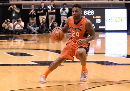 Mar 7, 2015; West Lafayette, IN, USA; Illinois Fighting Illini guard Rayvonte Rice (24) looks to pass in the first half at Mackey Arena. Mandatory Credit: Sandra Dukes-USA TODAY Sports