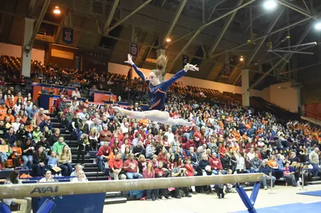 Becca Cuppy at the Illini's meet vs. Oklahoma on 2/27/15.